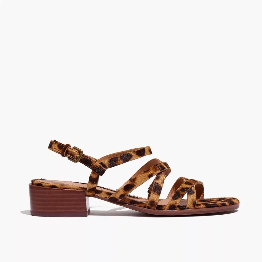 NWT Madewell The Lori Sandal in Leopard Calf Hair - Picture 3 of 5